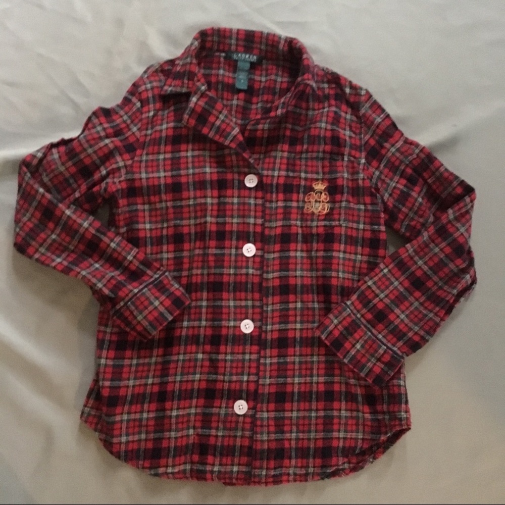 Lauren Ralph Lauren Red Plaid Pajama Top